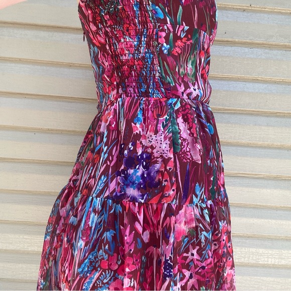 Amanda Uprichard Mini Dress in Bloom Size M Floral Flutter Sleeve Chiffon - Picture 4 of 6